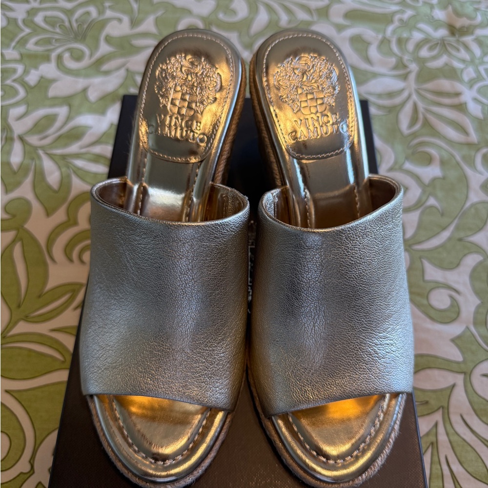 Vince Camuto Light Gold Wedge Sandals